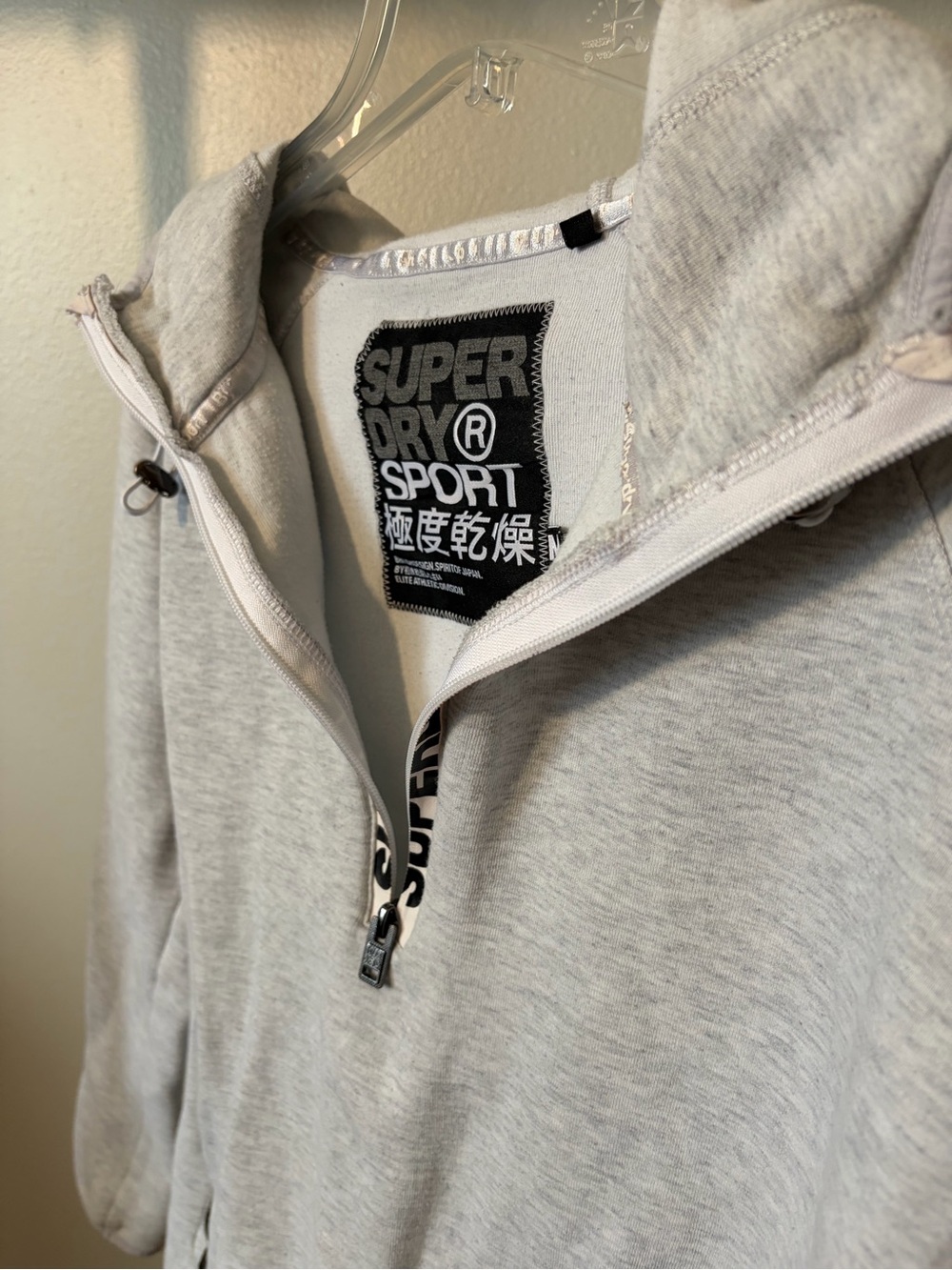 Superdry Heather Gray Funnel Neck Pullover Hoodie - Picture 3 of 7